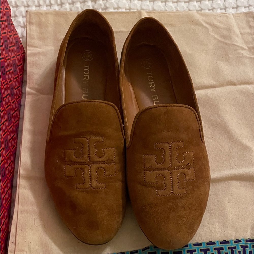 Tory Burch Brown Suede Loafers smoking slipper 9.5 rhum 200 - Picture 4 of 14